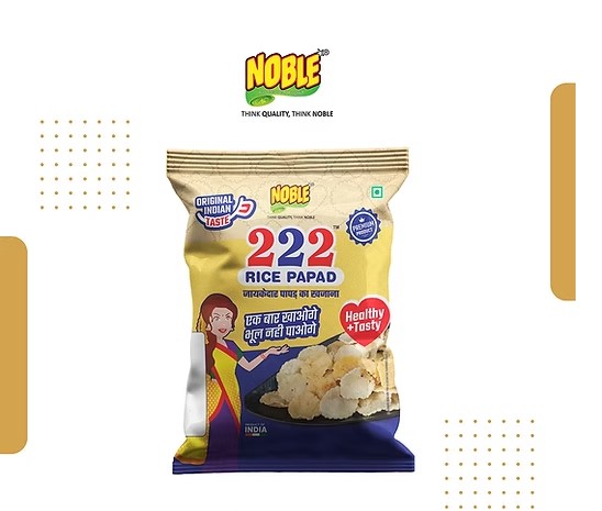 NOBLE 222 POHA PAPAD Rice Papad  SMALL)PANJABI TADKA ,SP) 500g